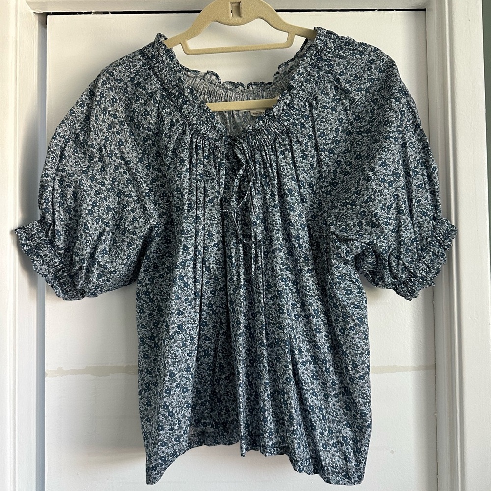 Doen Blue Floral Blouse
